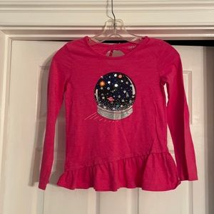Cat & Jack Pink Top with metallic & glitter space BarbieCore